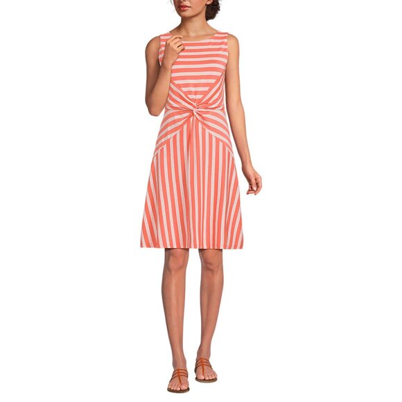 Lands' End Women's Cotton Modal Boatneck Twist Dress - Picture 1 of 5